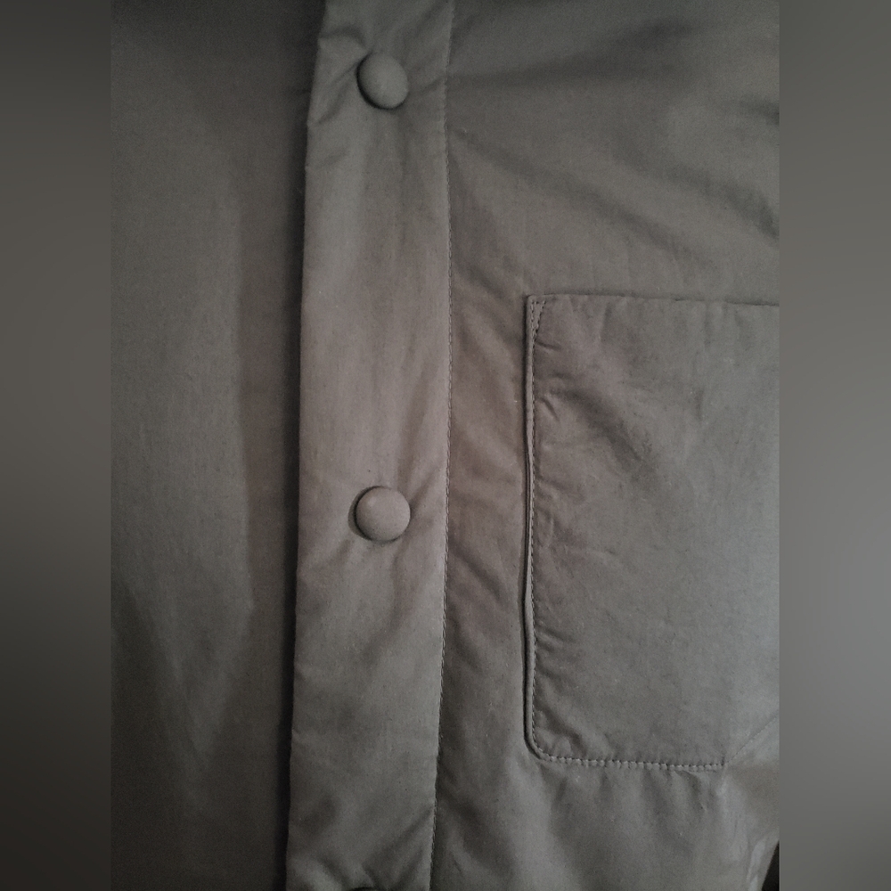 NWT Banana Republic oilve army green quilted snap up pockets 100% shirt jacket M - Picture 5 of 9